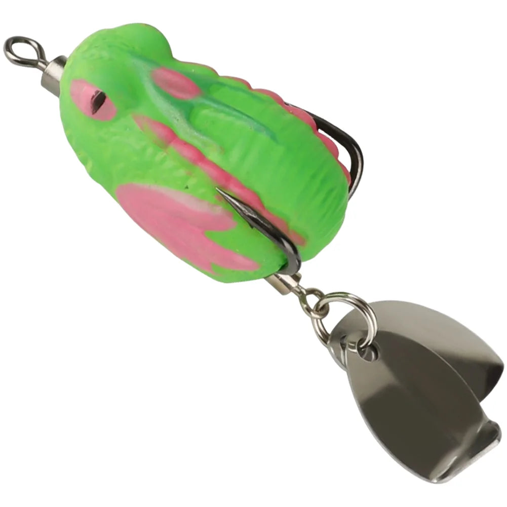 Realistic 6.2cm Frog Lure Bait 45 Degree Entry Angle Stainless Steel For Bass Blackfish Fishing Terminal Tackle Oasis Select Green