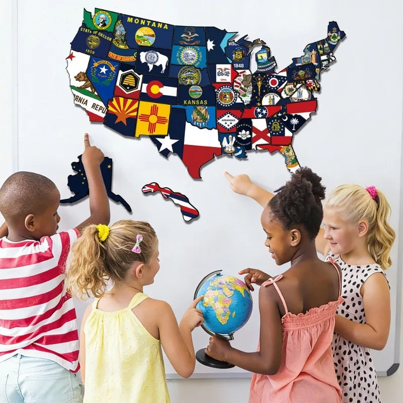 US States Culture Magnetic Puzzle Fridge Magnets American Travel Souvenir Map Jigsaw Refrigerator Stickers Oasis Select