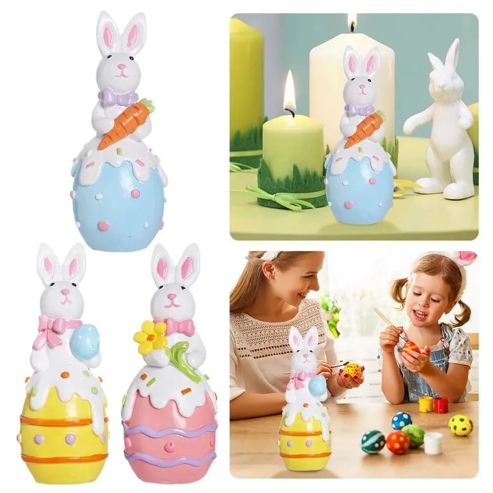 Hand-Painted Resin Easter Bunny Figurine | Colorful Ornament