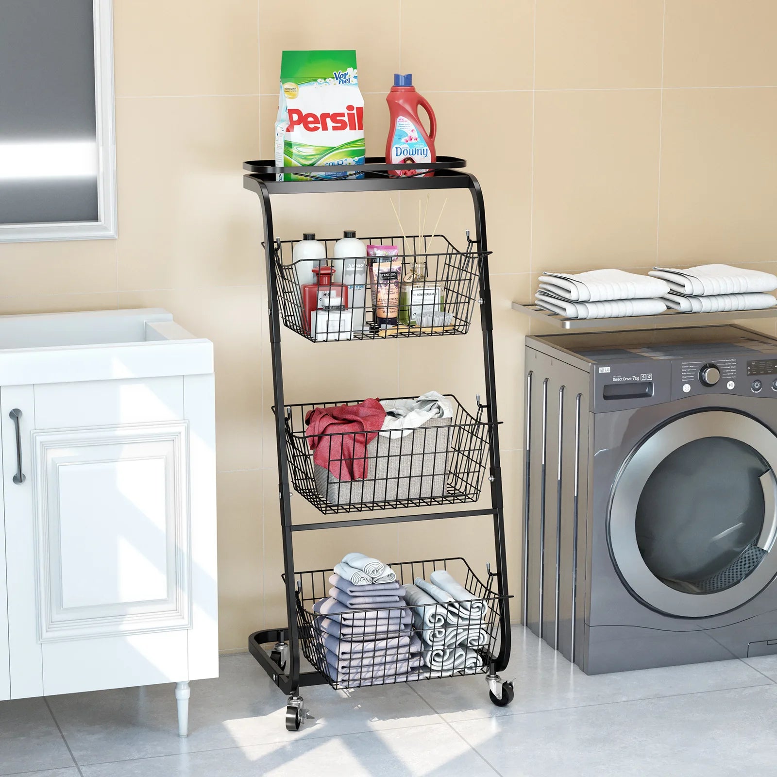Kitchen vegetable basket rack floor-to-ceiling household fruit and vegetable storage rack multi-functional multi-layer storage Oasis Select