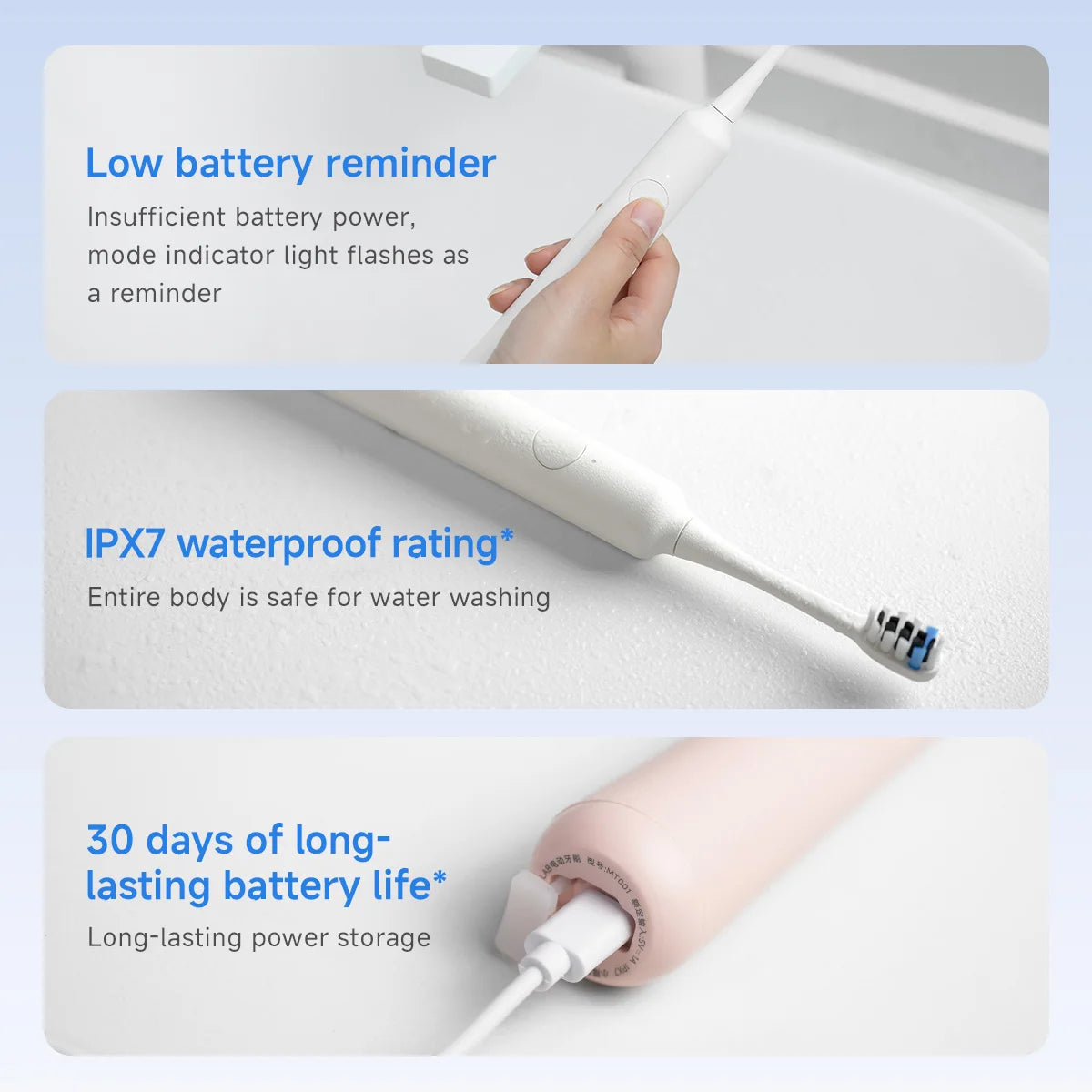 DOCO Sonic Electric Toothbrush vibration Smart Tooth Brush Head USB Rechargeable IPX7 Waterproof 3-gear Mode Oasis Select
