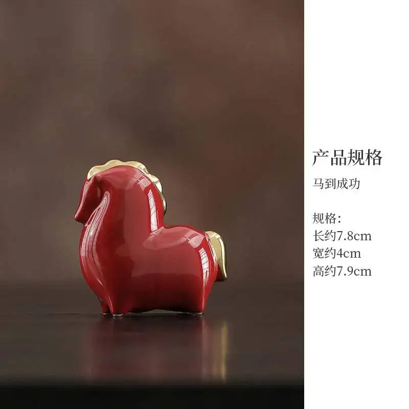 Fortune-Bringing Horse Ornament Ceramic Zodiac Horse Living Room, Study Office Desktop tea pet Oasis Select 1