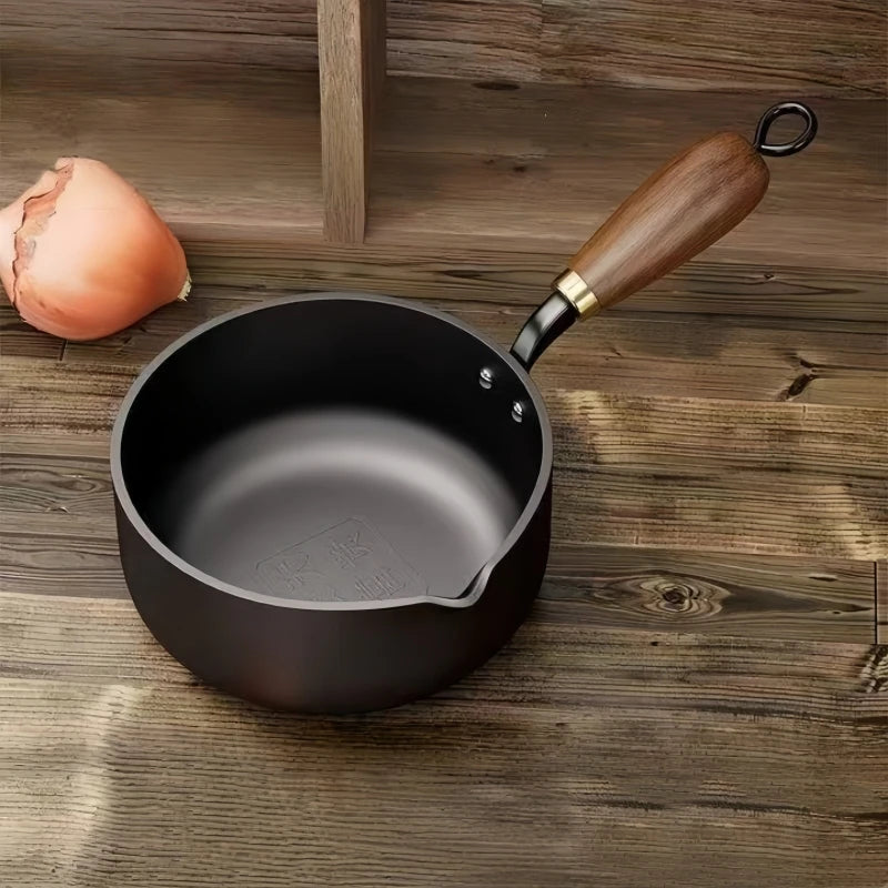 Wooden Handle Soup Pot Induction Stovetop Compatible Milk Pot for Whipped Cream, Boiling Water, and Soup Making Kitchen Cookware Oasis Select