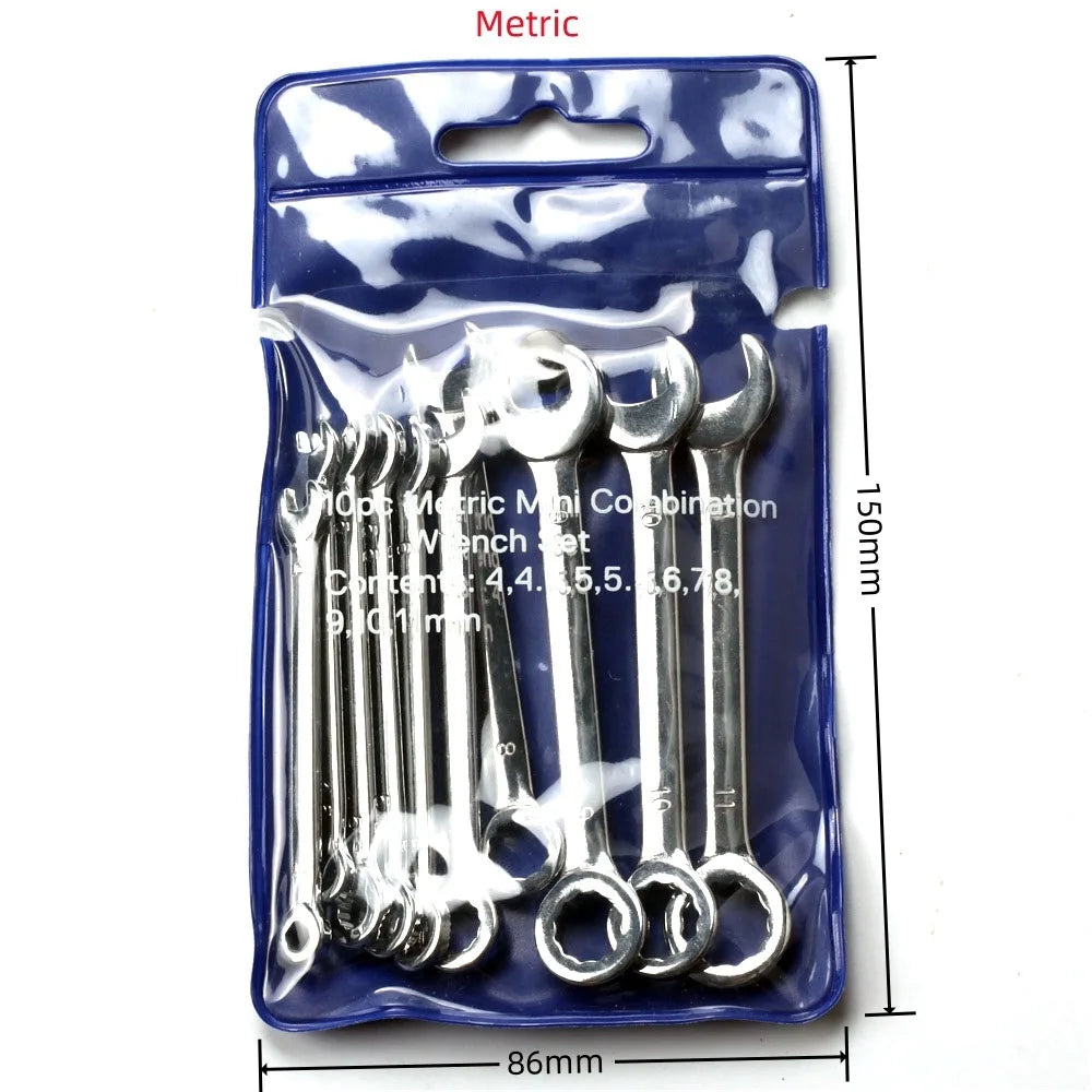 SLADE 10-Pc Mini Spanner Wrench Set 4–11mm British & Metric Mini Spanner Wrench Set Oasis Select Blue is Metric Type