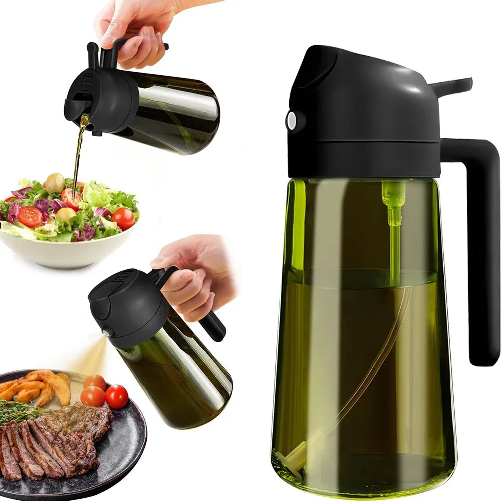 470ML/16oz Light-Blocking Dark Oil Sprayer for Cooking 2 in 1 Olive Oil Dispenser Bottle for Kitchen Dark Green Glass Oil Bottle Oasis Select black