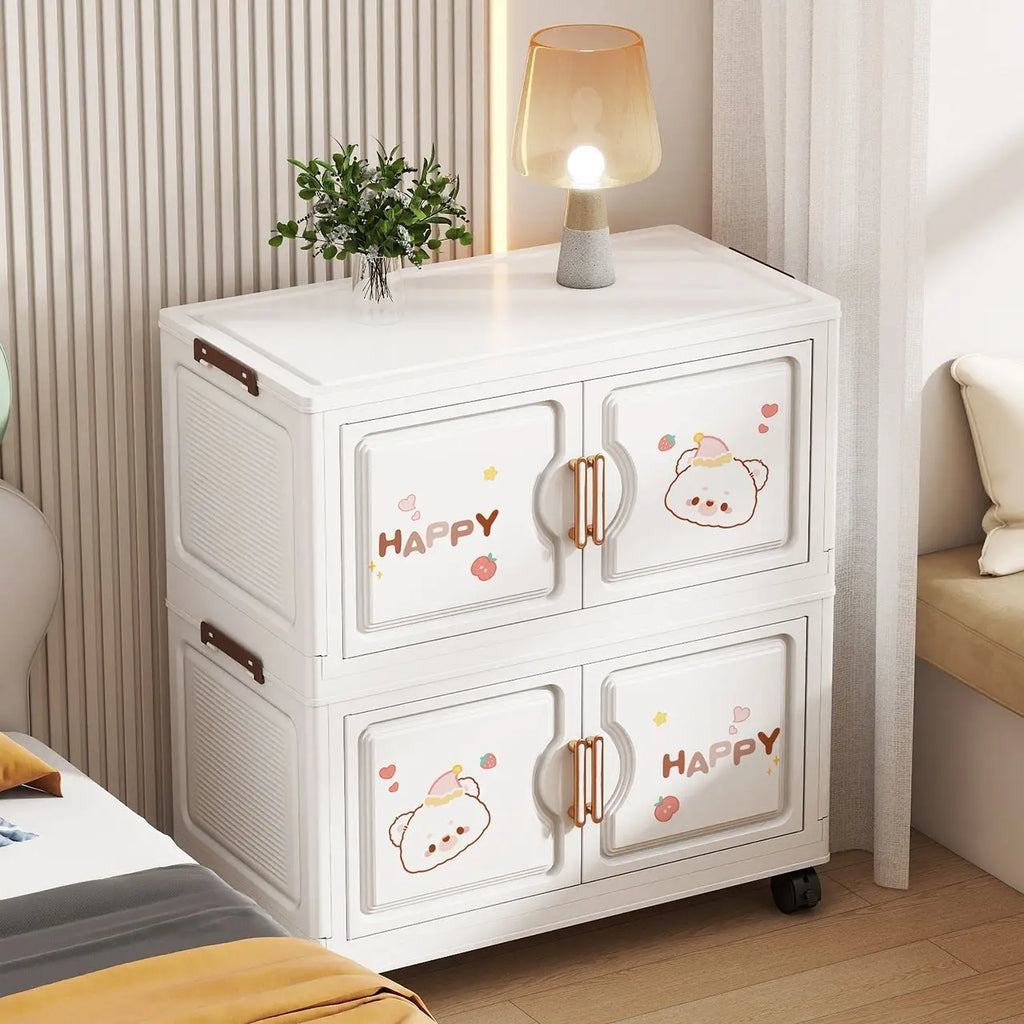 78cm Foldable Storage Box,1-6 Tier Rolling Organizer, Brown/Pink for Snacks/Clothes/Toys in Bedroom/Living Room/Study Oasis Select