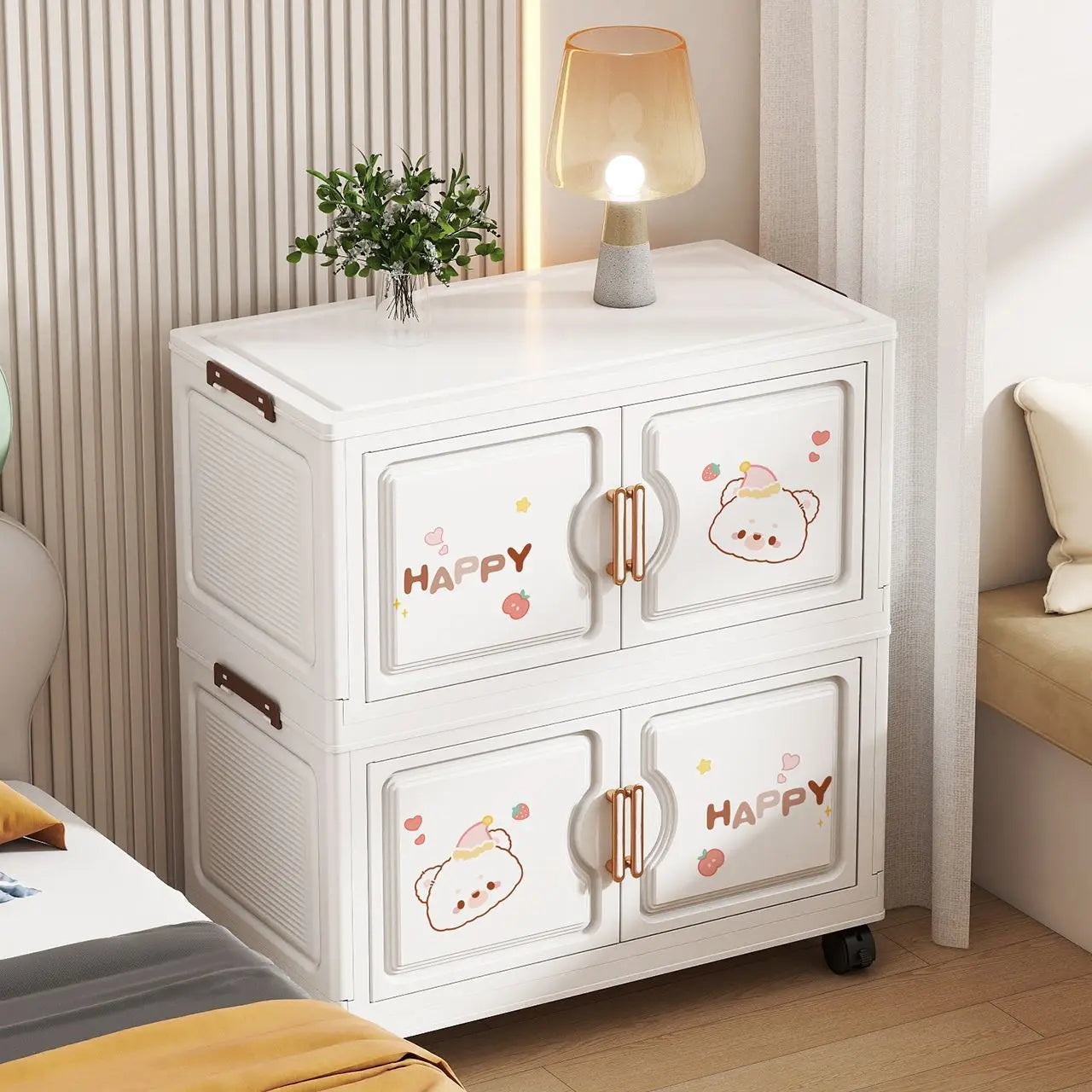 78cm Foldable Storage Box,1-6 Tier Rolling Organizer, Brown/Pink for Snacks/Clothes/Toys in Bedroom/Living Room/Study Oasis Select