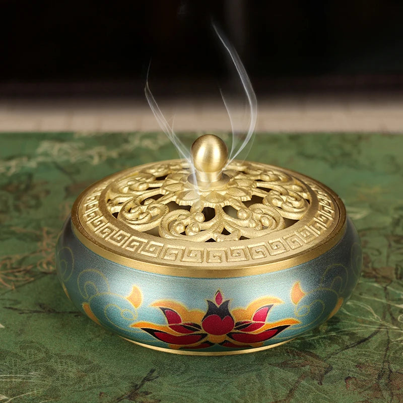 Copper Incense Burner Retro Niche Play Incense Seal Stove Indoor Sandalwood Pan Incense Burner Oasis Select