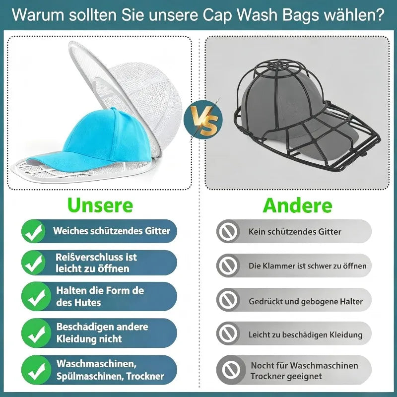 Upgraded 2-Layer Hat Washing Cage + Mesh Laundry Bag Set, Anti-Deformation Baseball Cap Washer Protector Frame, Machine Washable Oasis Select