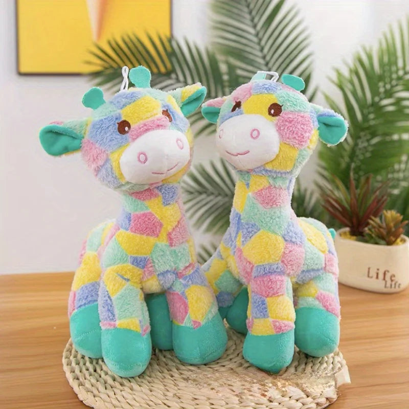 Soft Rainbow Giraffe Plush Toy Color Fawn Animals Doll Birthday Gift Home Decoration Oasis Select