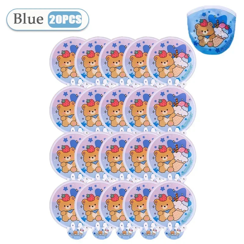 1-20PCS Mini Handheld Folding Fan with Handle Cute Portable Chinese Style Summer Cooling Gift for Travel Outdoor Party Essential Oasis Select Blue-20PCS