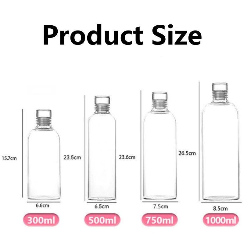 300-1000ml Glass Water Bottle Large Capacity with Time Marker Cover for Water Drink Outdoor PortableTransparent Milk Juice Cup Oasis Select