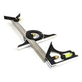 WISH Square Ruler Set Kit 300Mm (12Inch) Adjustable Engineers Combination Try None Right Angle Ruler With Spirit Level Oasis Select Photo Color