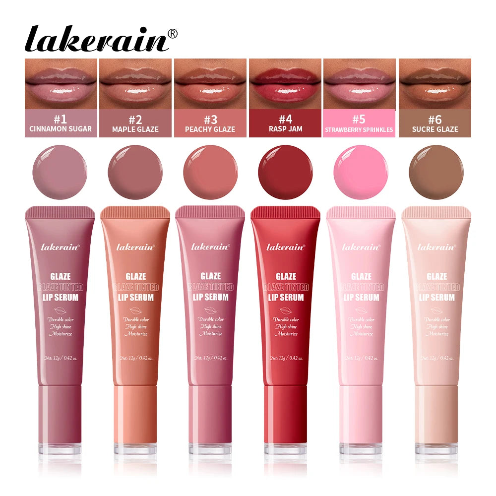 Lakerain Glaze Blaze Tinted Lip Serum Moisturizing Repairing Nourishing Lip Tint Glow Liquid Lip Gel Hydrating Lips Care Makeup Oasis Select Set
