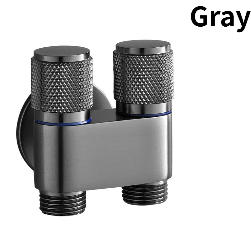 G1/2 1 In Two Out Double Control Washing Machine Faucet Toilet Triangle Valve Kitchen badSink Bathroom Basin Faucet Accessories Oasis Select Silver