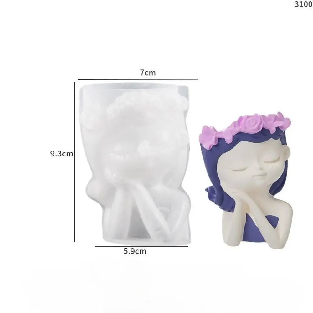 3D Beauty Flower Girls Pot Silicone Mold DIY Homemade Portrait Succulent Flower Vase Plaster Gypsum Epoxy Resin Mould Home Decor Oasis Select
