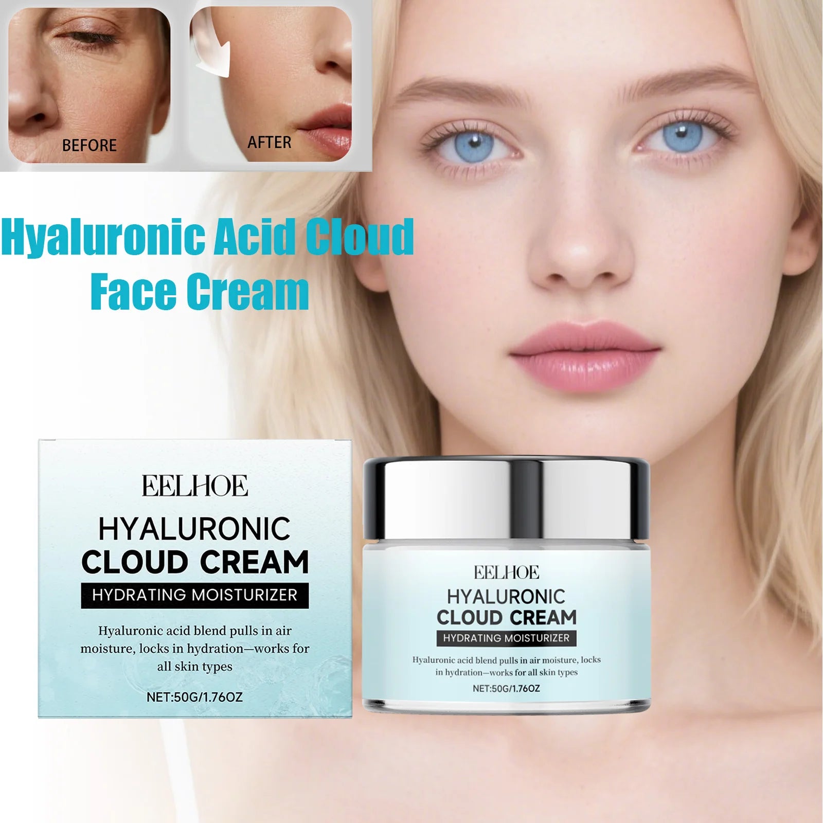 EELHOE Hyaluronic Cloud Cream – Hydrating Face Primer 50g Hydrating Face Cream Oasis Select
