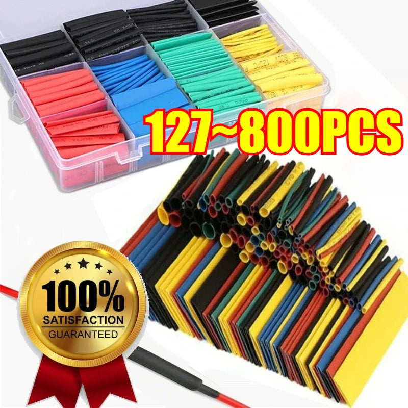 127/164/328/560/650/800PCS Heat Shrink Tube Shrinking Assorted Polyolefin Insulation Sleeving Wire Cable Sleeves Wrap