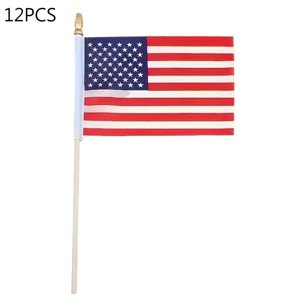 USA Hand Waving Flags 20x30cm Double-Sided Polyester – 12 Pack Patriotic Hand Flag Oasis Select 12PCS One Size