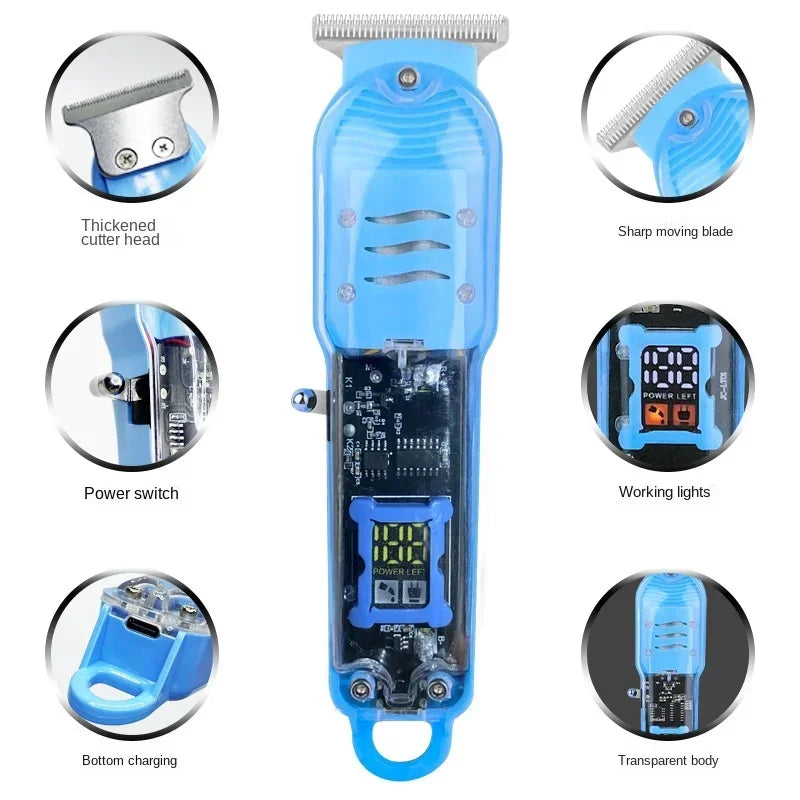 Professional Hair Cutting Machine Rechargeable Clipper Transparent Electric Hair Trimmers For Men Cordless Hair Cut Machine Oasis Select
