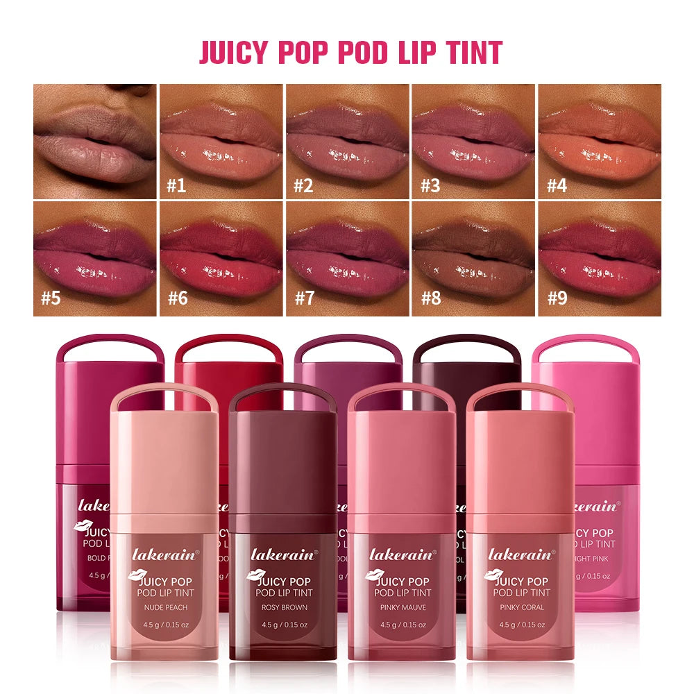 JuicePop Box Lip Tint Hydrating Oil Lip Gloss Long Lasting Waterproof Lightweight Nourishing Lip Stain Makeup Oasis Select