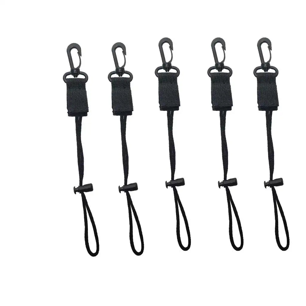 BCD Scuba Gear Clips Lanyard for Diving-Quick Release Equipment Breakaway ID Lanyard Keyring Compass Flashlight Holder Console Oasis Select Black 5 Pieces