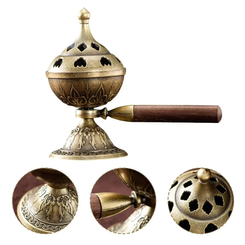 Vintage Alloy Sandalwood Incense Burner Elephant Lucky Hollow Out Lotus Incense Censer Year of the Horse Mini Three Legged Stove Oasis Select