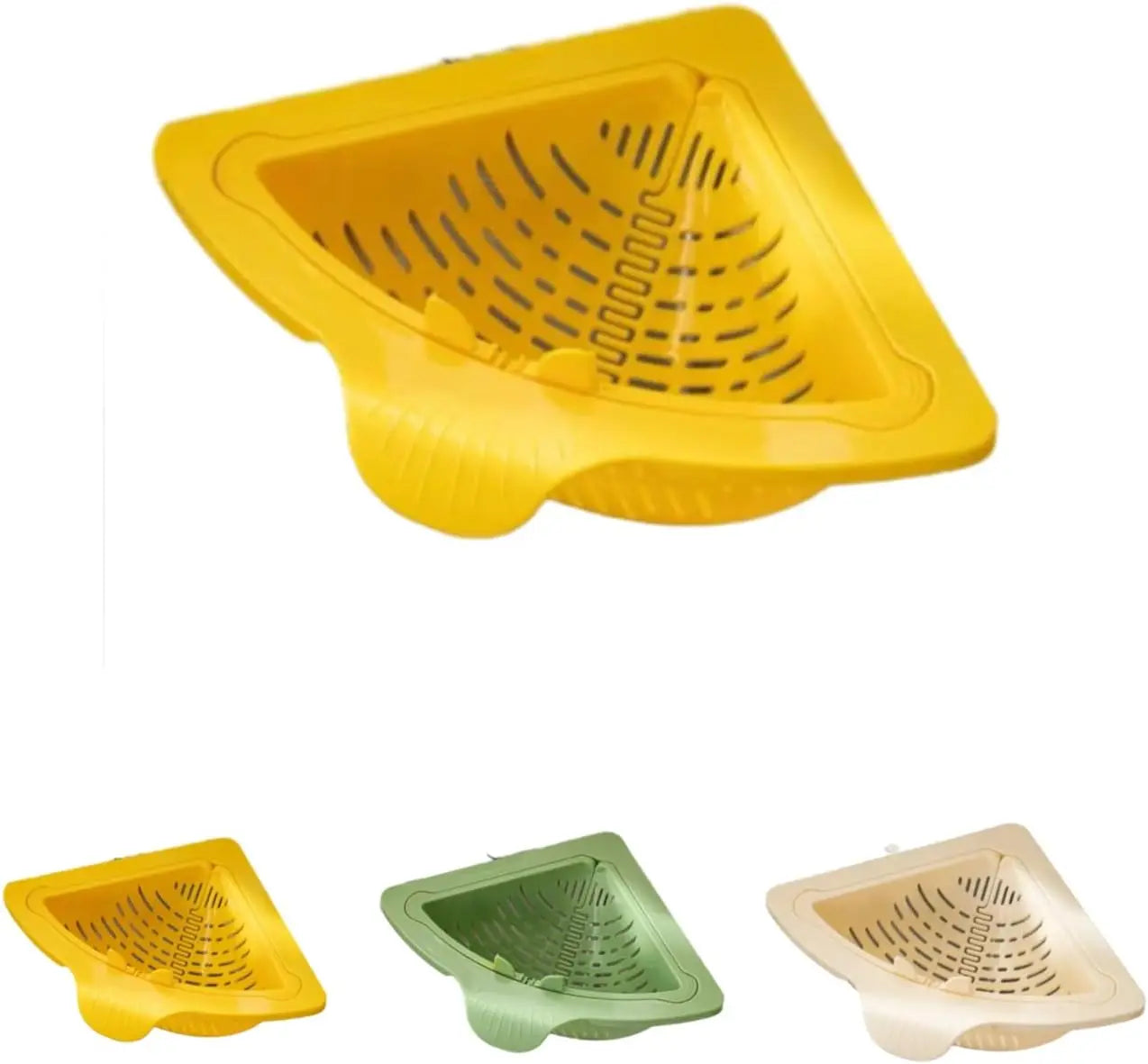 Magnetic Triangle Sink Strainer Basket Food Catcher & Drain Basket for Fruits Vegetable Scraps, Corner Kitchen Sink Organizer Oasis Select Yellow