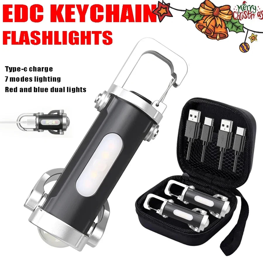 High Power COB LED Keychain Light Portable Rechargeable Hanging Flashlight for Outdoor Camping Waterproof Lantern Pocket Lamp Oasis Select