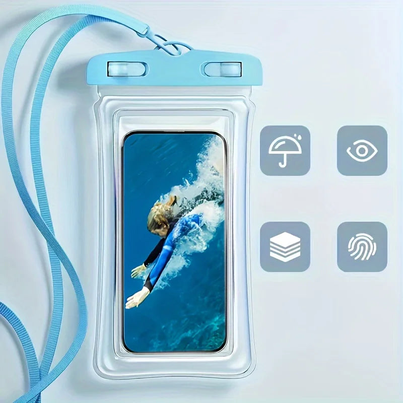 Waterproof Phone Pouch Case 3D Clear Soft Edges Underwater Phone Dry Bag IPX8 Waterproof Case for Beach Cruise Kayaking Travel Oasis Select Blue