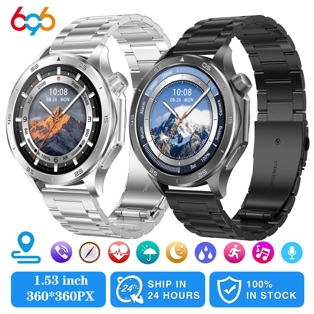 GPS Track Smart Watches Compass Waterproof Smartwatch Men Women Outdoor Blue Tooth Call Sleep Heart Rate Monitor Voice Assistant Oasis Select