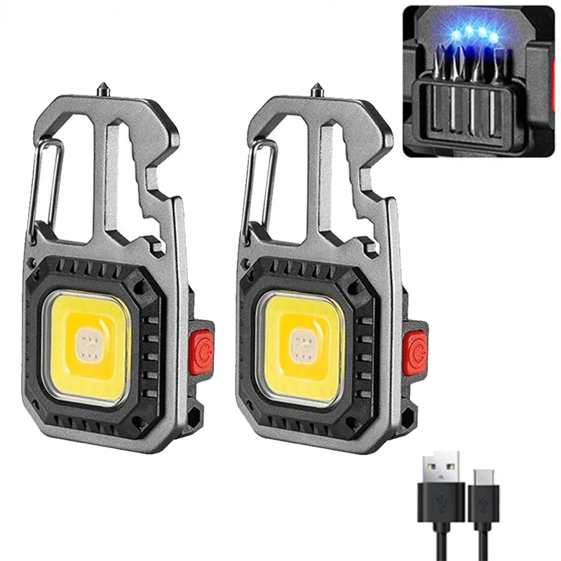 Mini LED Keychain Flashlight USB-C Rechargeable & Window Hammer