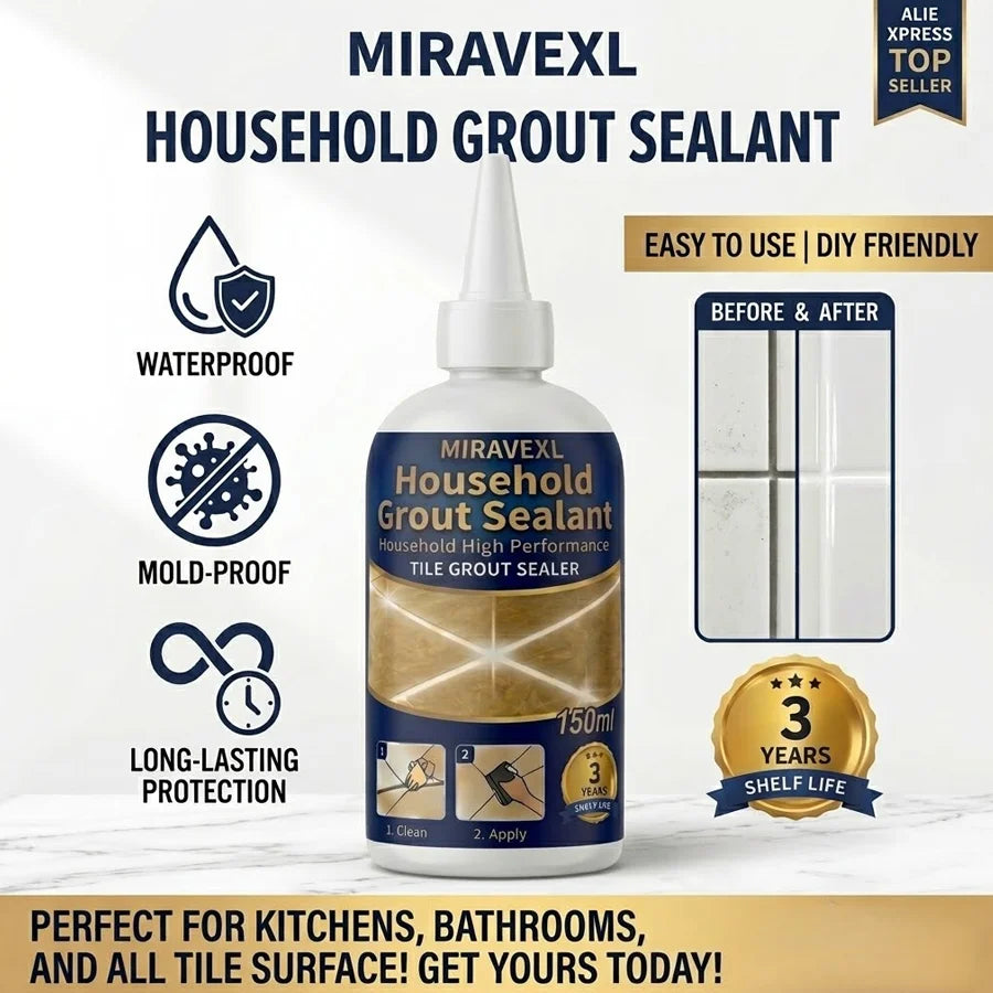 MIRAVEXL Waterproof Grout: Premium Home Tile Joint Filling & Repair Kit (Includes Tools) — Designed for Home Flooring Oasis Select