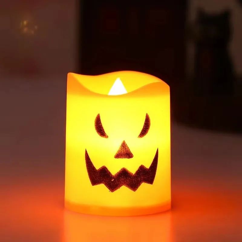6-60PCS Halloween Flickering LED Candle Holder Skull Ghost Pumpkin Lantern Spooky Decoration for Haunted House Centerpiece Oasis Select