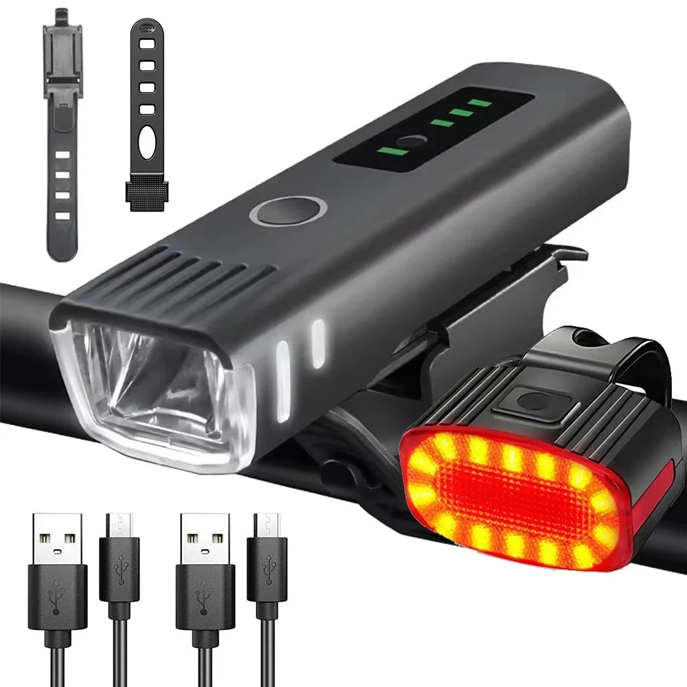 9 LED High Lumens Bicycle Light USB rechargeable Zoomable Bike Headlight Flashlight Road Cycling waterproof torch Night riding Oasis Select Style B-taillight