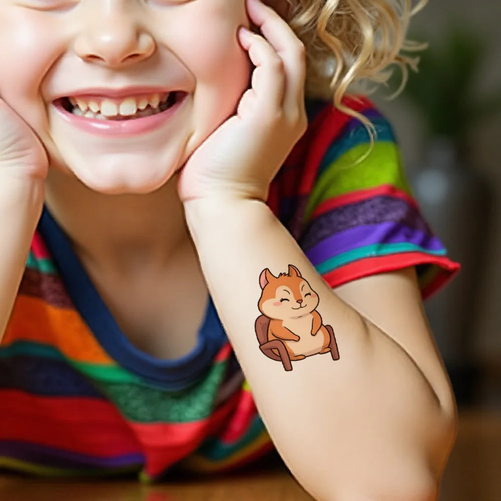 54pcs Squirrel Temporary Tattoo Stickers – Waterproof Cartoon