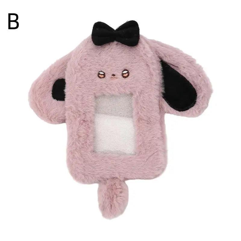 Cute Plush Rabbit Photocard Holder Soft Animal Design Anti-Scratch ID Card Case for Students School Daily Use 1Pcs Oasis Select B