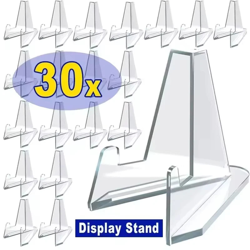30/10PCS Triangular Card Display Stand Mini Acrylic Idol Photo Picture Holder Stands for Coin Sports Trading Cards Display Racks Oasis Select