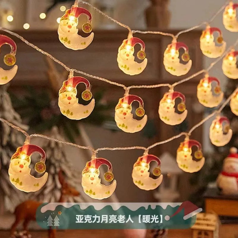 Christmas LED Color Light Strings Snowman Elders Christmas Tree Decorative Lights Scene Party Pendants Ambient Lights Oasis Select Moon old man solar 12m100light