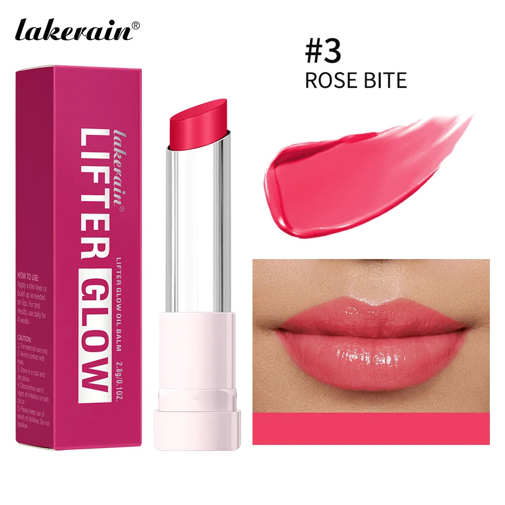 Lakerain Glow Lip Oil Balm Long Lasting Moisturizing Nourishing Daily Care Lip Balm Smooth-melt Softness Texture Natural Makeup Oasis Select ROSE BITE