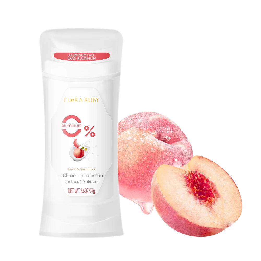 2PCS/Set Body Odor Remover，Deodorant stick，Aluminum Free，48H Natural Flower Scent Deodorize, Long Lasting and Refreshing Dryness Oasis Select Peach