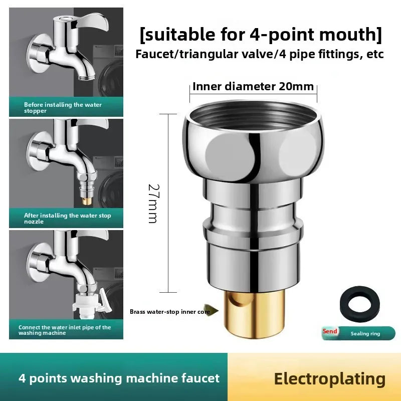 3/4" 1/2''Thread Connector Faucet Hose Tap Water Adapter Quick Connector Water Pipe Fittings Home Replacement Accessory Oasis Select O