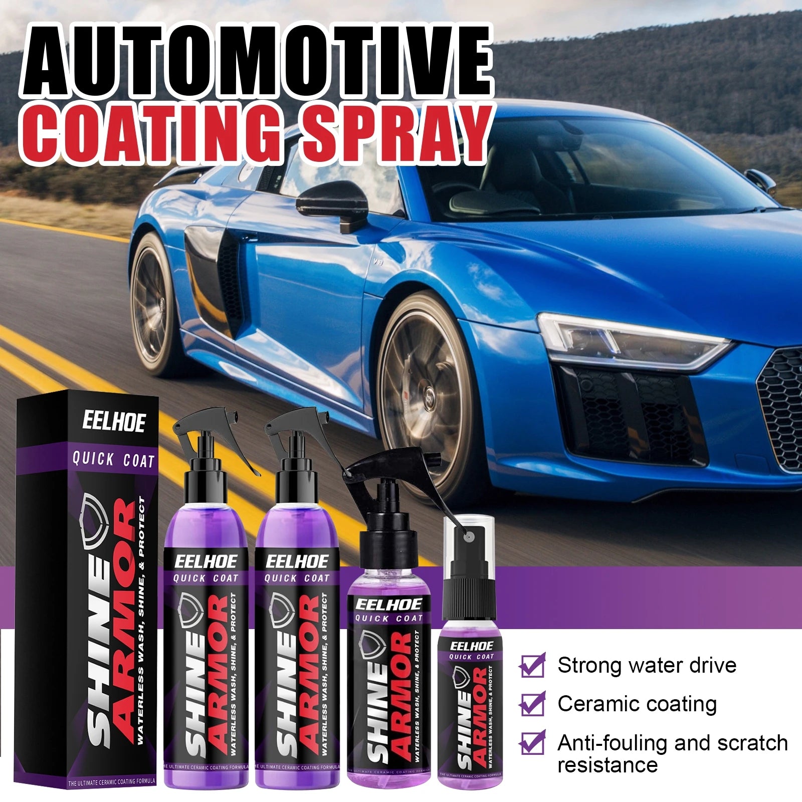 Eelhoe Auto Coating Spray Cleaning Exterior Scratch Restorer Polishing Paint Coating Hydrophobic Protection Quick Dry Coating Oasis Select