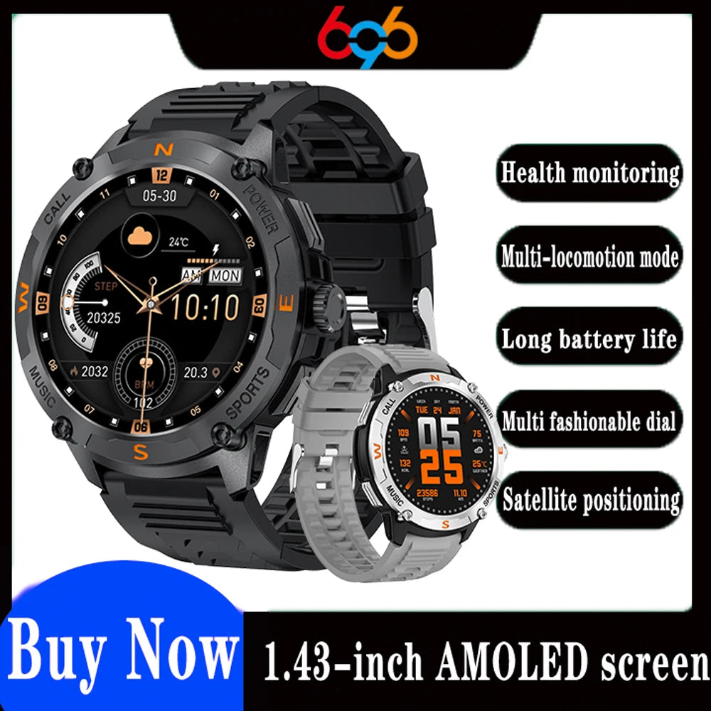 Outdoor Deep Waterproof Smartwatch GPS Sports Smart Watches Men Blue Tooth Call Sports AMOLED Screen Heart Rate Health Detection Oasis Select