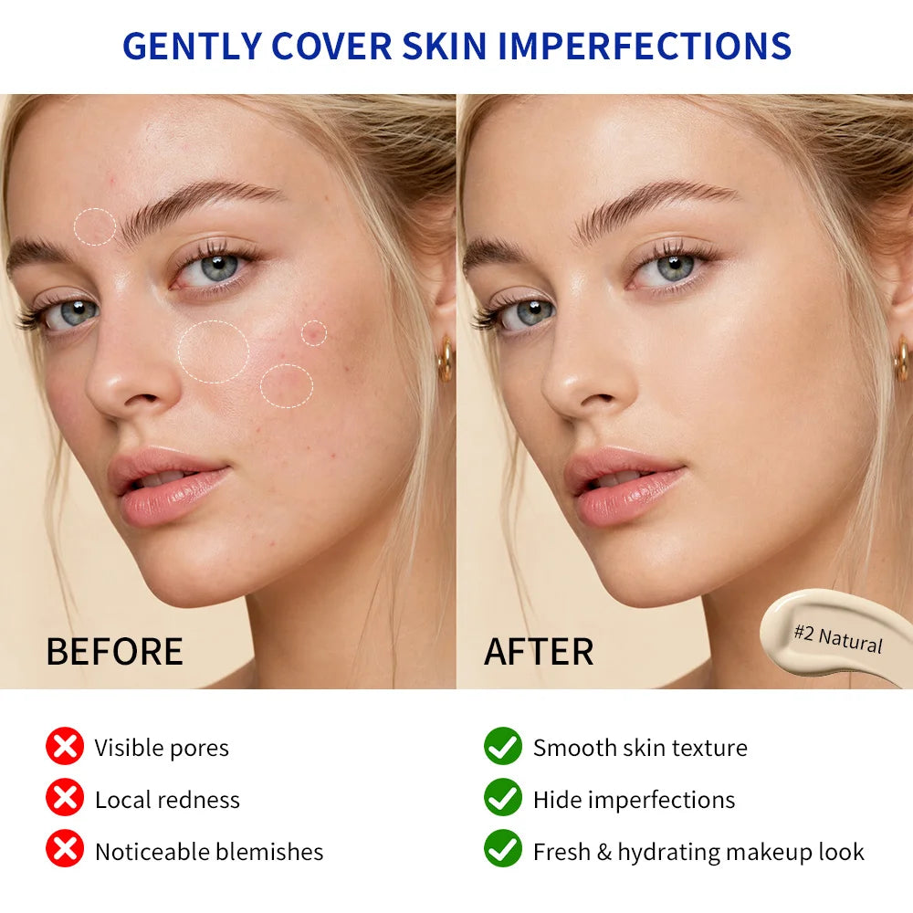 Collagen CC Cream Air Cushion Foundation Long-Wearing Hydrating Natural Concealing Foundation Waterproof Sweatproof Face Makeup Oasis Select