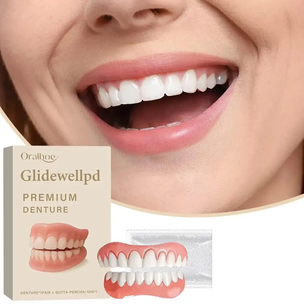 New Teeth Silicone Kit Reusable Orthodontic Appliances Upper Lower Fake Teeth Soft Decorative Comfortable Realistic Denture Set Oasis Select