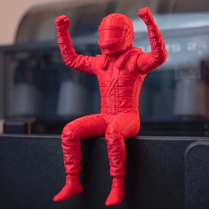 Cool Racing Driver Statue with Victory Pose Creative Desktop Craft Ornament Decor for Monitor Edge Shelf Home and Office Oasis Select 1pc Red