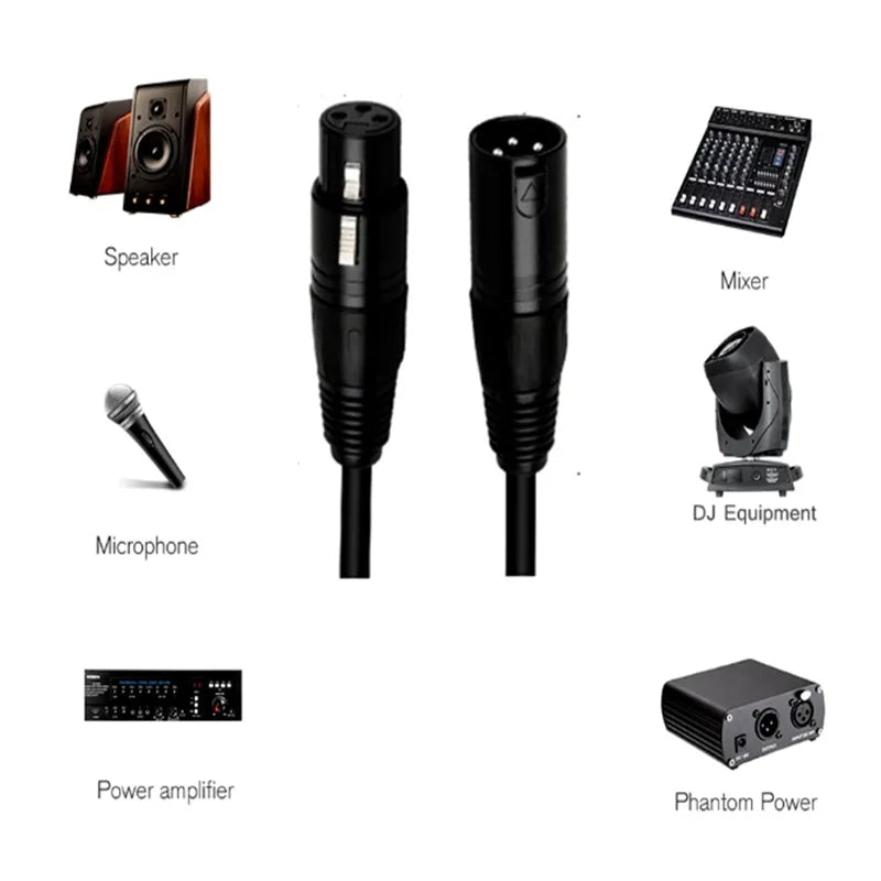 1m 2m 3m 3pin XLR Cable Male to Female XLR Audio Cable Male to Male Mixer Sound Concle Microphone Professional Extension Cable Oasis Select