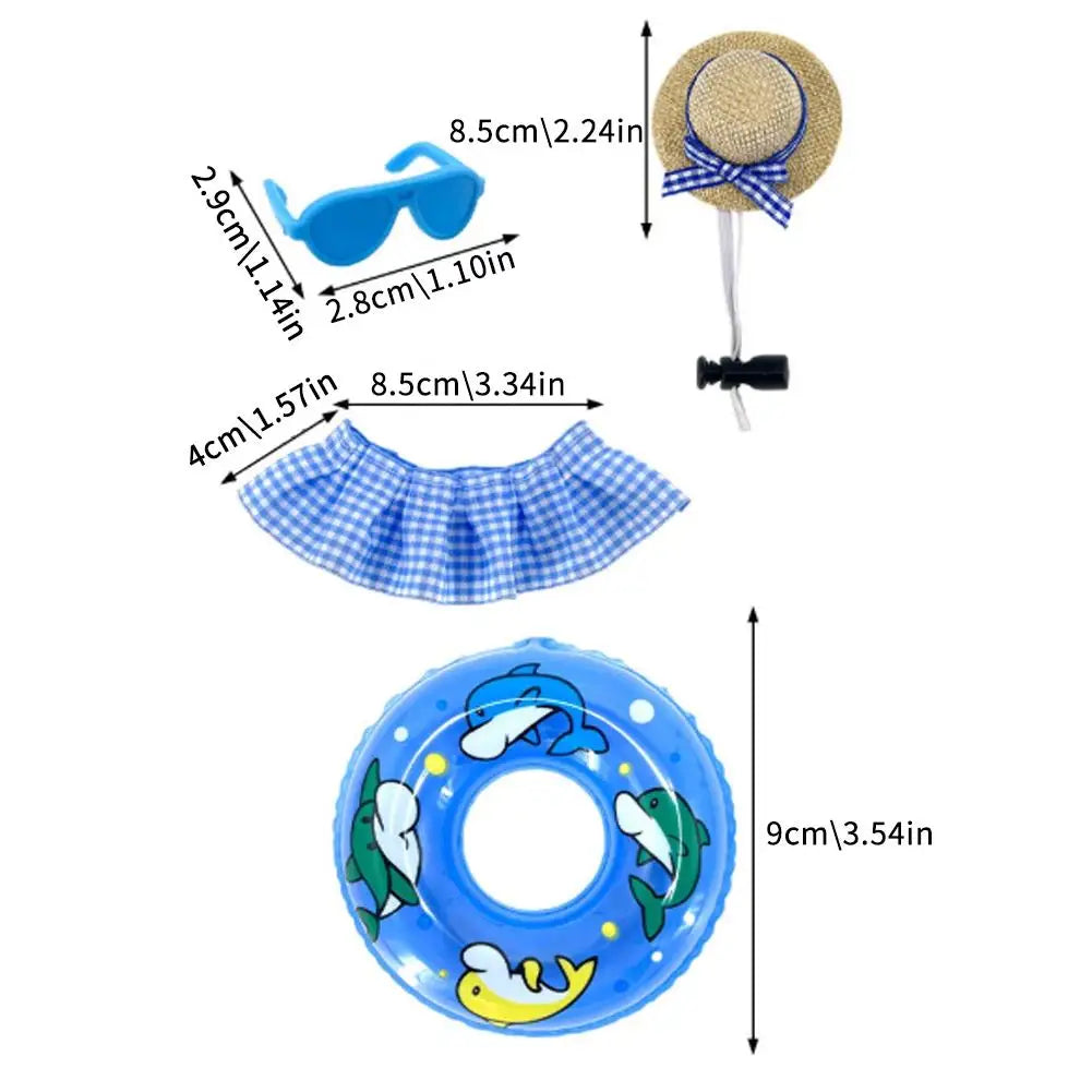 9cm Desk Goose Skirt Set Beach Vacation Theme Set Cute Summer Outfits for Small Goose Figurine Decoration Oasis Select