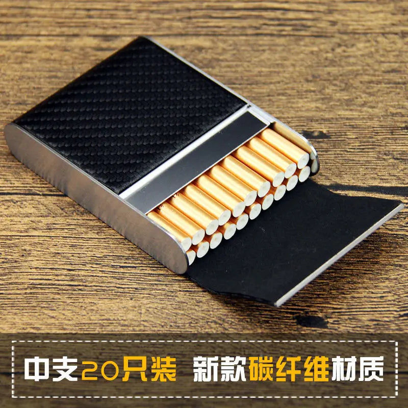 6.5mm medium cigarette case Special self rolling magnetic buckle leather portable cigarette case for medium and fine cigarettes Oasis Select Carbon fiber